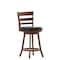 Flash Furniture Zerrick Commercial Wood Classic Ladderback Swivel Counter Stool w/Black LeatherSoft Seat, Antiq Oak ES-UN3-24-OAK-GG - alternate 7